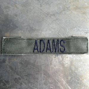 ADAMS Embroidered Vintage ‘Army Green’ Military name tape patch ADAMS